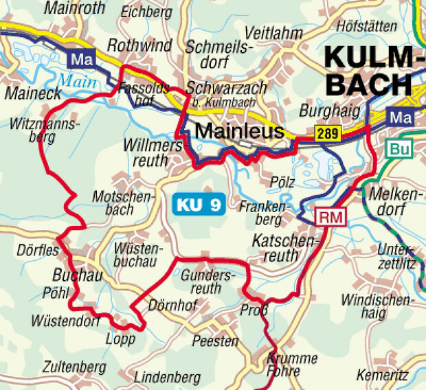 Streckenausschnitt Radtour KU 09