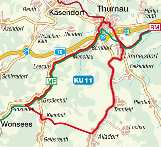 Streckenausschnitt Radtour KU 11