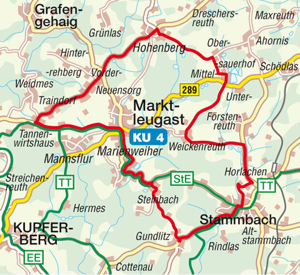 Kartenausschnitt Radtour KU 04
