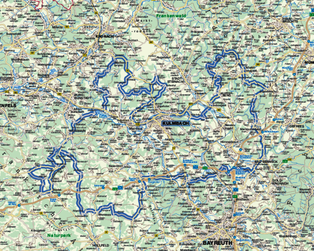 Kartenausschnitt Tour "Rund um Kulmbach"